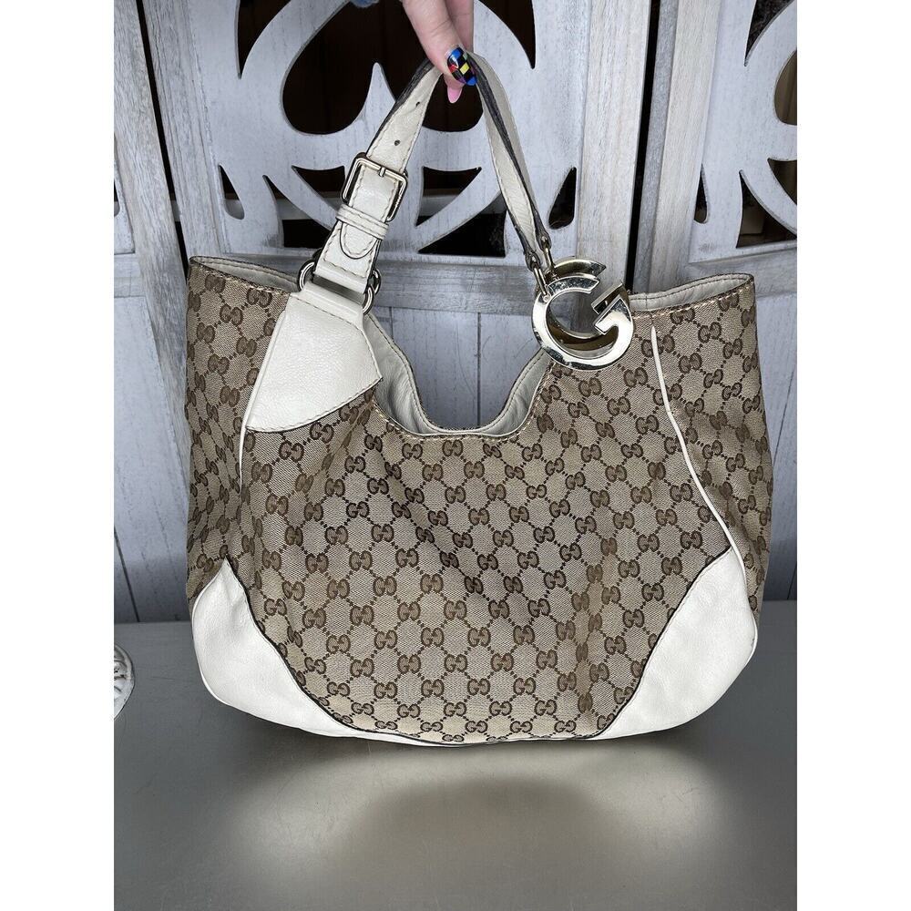 Gucci GG Canvas & Leather Charlotte Medium Shoulder Bag Monogram Hobo